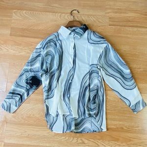 Oversized Long Sleeve Button Down Top XS